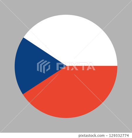 Flag of the Czech Republic. National Czech Republic round flag. 129332774