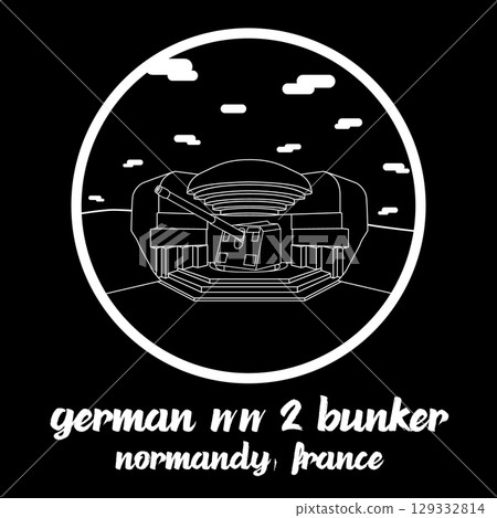 Circle Icon German WW 2 Bunker. vector illustration 129332814