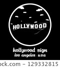 Circle Icon Hollywood Sign. vector illustration 129332815