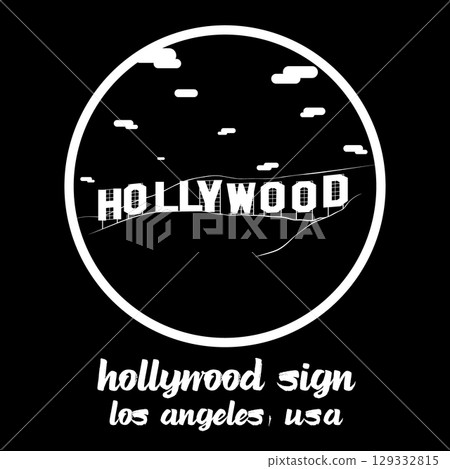 Circle Icon Hollywood Sign. vector illustration 129332815