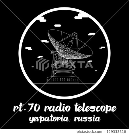 Circle Icon RT-70 Radio Telescope. vector illustration Circle Icon RT-70 Radio Telescope. vector illustration 129332816