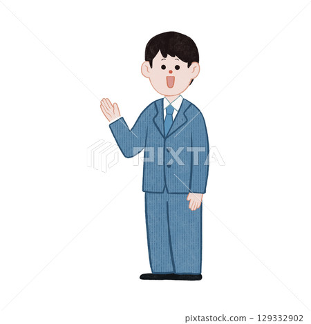 西裝革履的男士微笑著打招呼的商務姿勢 129332902