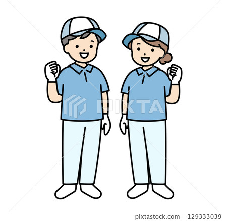 搬家公司送貨人員承包商男女全身插畫素材 129333039