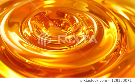 Macro photo of golden honey swirls 129333071