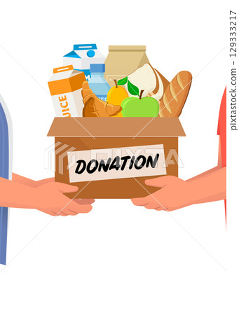 Food donation box volunteering charity support concept stock illustration Food donation box volunteering charity support concept stock illustration 129333217
