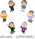 Senior women jumping in a circle 129333601