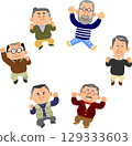 Senior man jumping in a circle 129333603