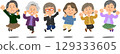 Senior women jumping in a line 129333605