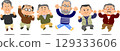 Senior men jumping in a line 129333606