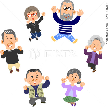 老年男女跳圈 老年男女跳圈 129333609