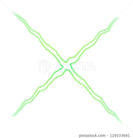 交叉綠色閃電效果(透明背景) 交叉綠色閃電效果(透明背景) 129333691
