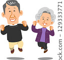 Senior couple jumping 129333771