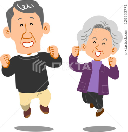 跳躍的資深夫婦 129333771