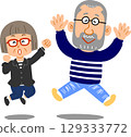 Senior couple jumping 129333772