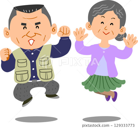 跳躍的資深夫婦 129333773