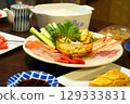 Scenery of hand-rolled sushi dinner 129333831