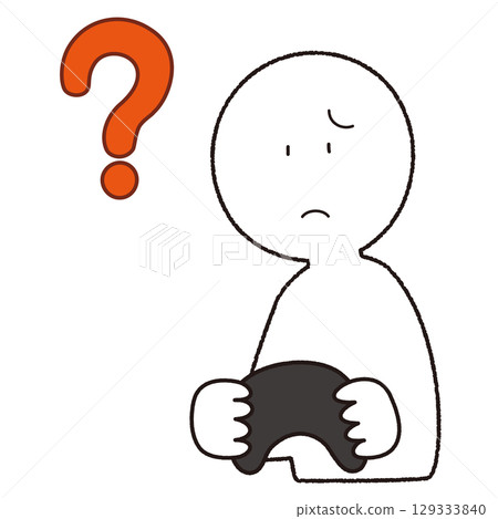 一個人在玩遊戲並漂浮問號的插圖 129333840