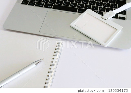 Business item, employee ID, copy space, white background, 3:2 Business item, employee ID, copy space, white background, 3:2 129334173