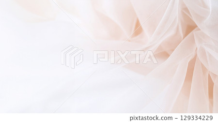 Elegant background with soft pink tulle fabric 129334229