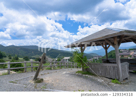 Manza Onsen Observatory under the blue sky 129334318