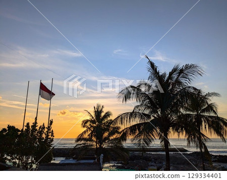 Sunset in Kuta, Bali 129334401