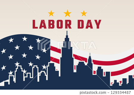 labor day american cityscape skyline design labor day american cityscape skyline design 129334487