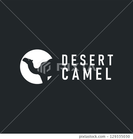 desert animal design sahara silhouette logo camel simple modern concept vintage caravan camel illustration template symbol brand product business 129335030