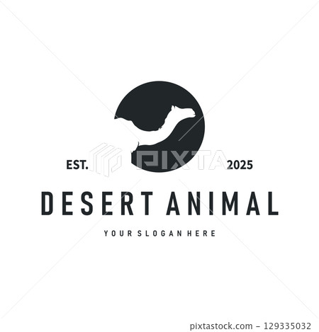 desert animal design sahara silhouette logo camel simple modern concept vintage caravan camel illustration template symbol brand product business 129335032