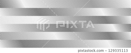 Striped diagonal halftone gradient texture. Oblique line gradation background. Repeating strip pattern backdrop. Black and white parallel slanted stripe wallpaper. Vector abstract effect concept 129335113