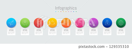 Infographic 9 options design elements for your business data. Vector Illustration. Infographic 9 options design elements for your business data. Vector Illustration. 129335310