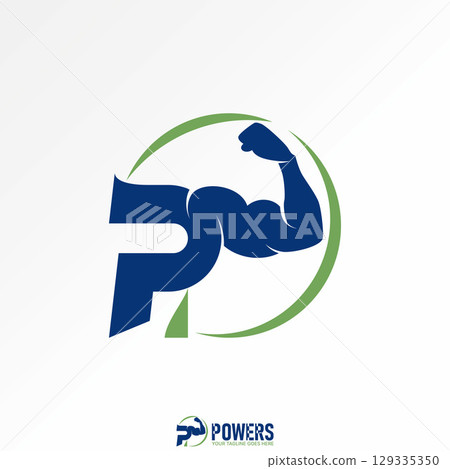 Logo design graphic concept creative premium vector stock image top sell initial P sport font with hand muscle body supplement monogram power fitness Logo design graphic concept creative premium vector stock image top sell initial P sport font with hand muscle body supplement monogram power fitness 129335350