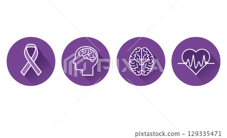 Alzheimer's awareness illustrations, created with AI, PNG 129335471