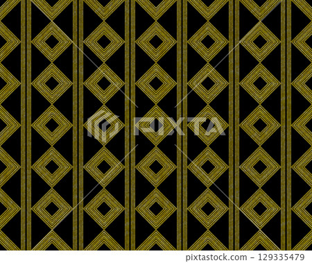 Seamless gold line claw puller pattern background on black background 129335479