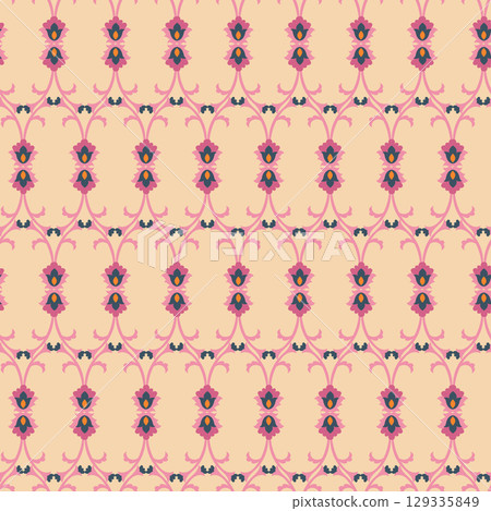 Pink Beige Floral Stripe Pattern Pink Beige Floral Stripe Pattern 129335849