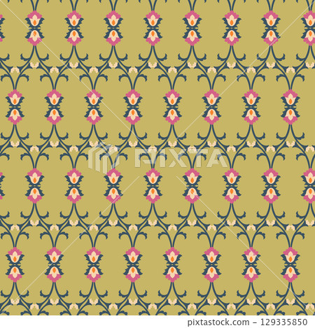 Olive Pink Vertical Floral Repeat Olive Pink Vertical Floral Repeat 129335850