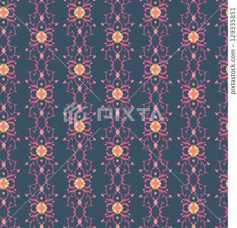 Navy Floral Vertical Damask Repeat Navy Floral Vertical Damask Repeat 129335851