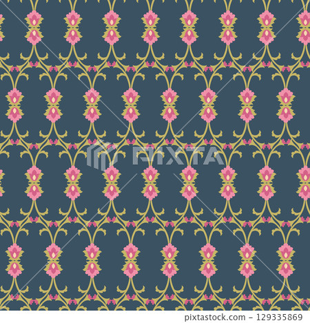 Navy Blue Damask Floral Repeat Navy Blue Damask Floral Repeat 129335869