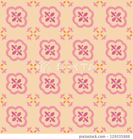 Pastel Retro Flower Seamless Pattern Pastel Retro Flower Seamless Pattern 129335888