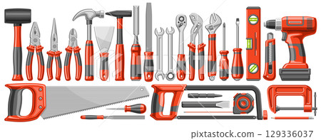 Vector set of DIY Tools Vector set of DIY Tools 129336037