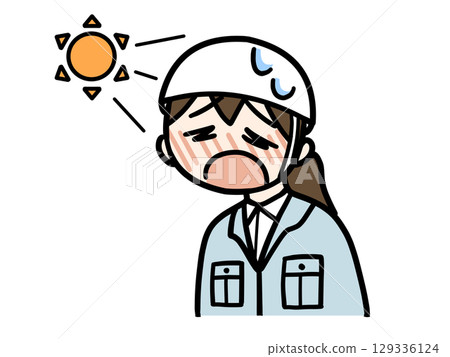 Female worker hot in the sunlight 129336124