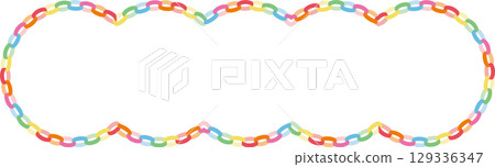 彩色紙花環框架插圖 | 花環，紙鏈，花環，色彩鮮豔，裝飾，派對 129336347