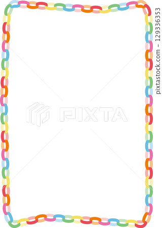 彩色紙花環框架插圖 | 花環，紙鏈，花環，色彩鮮豔，裝飾，派對 129336353