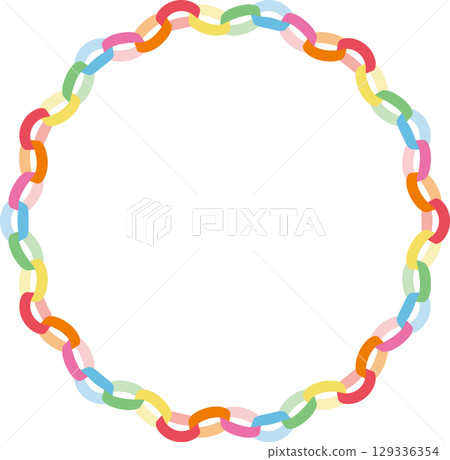 彩色紙花環框架插圖 | 花環，紙鏈，花環，色彩鮮豔，裝飾，派對 129336354