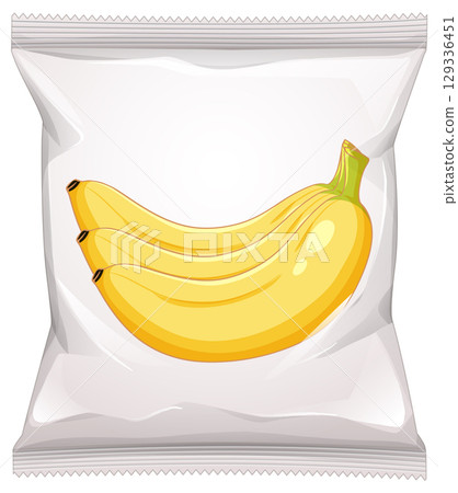 Banana Snack Packaging Vector Illustration on White Background 129336451