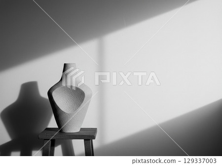 Modern Textured Vase in Sunlit Room 129337003