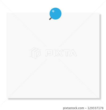 White note paper fastened with blue push pins (for notices and memo design) 129337178