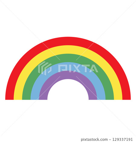 Simple semicircular rainbow illustration (5 colors: red, yellow, green, light blue, and purple) 129337191