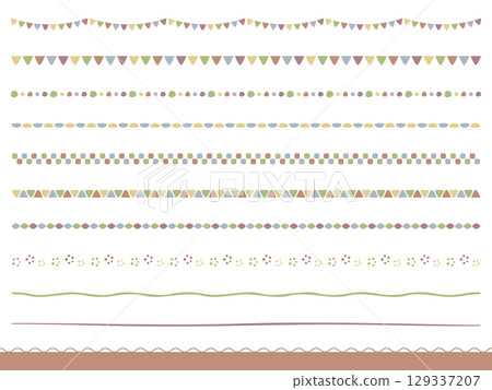 A set of cute muted colored lines, borders, and underlines perfect for autumn 129337207