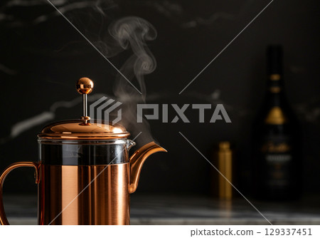 Copper French Press Coffee Maker with Steam 129337451
