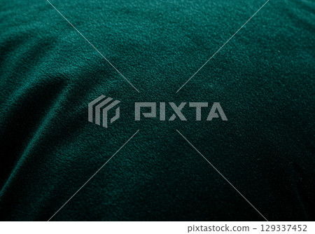 Dark Teal Velvet Fabric Texture, CloseUp 129337452